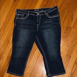 Maurices Women's Deep Indigo Cropped Jeans with Sequin Detaling